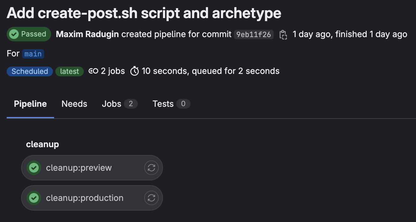 GitLab successful cleanup pipeline