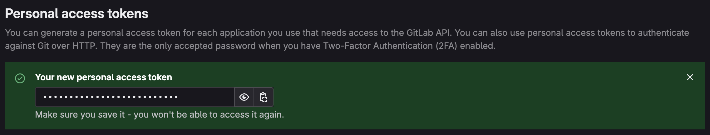 GitLab PAT created