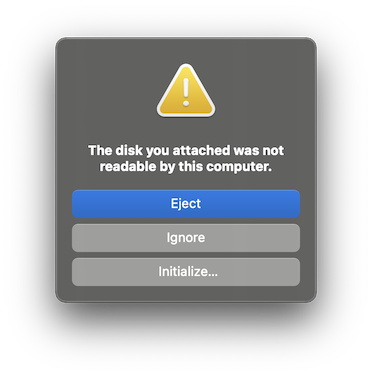 macOS Unreadable Disk Warning